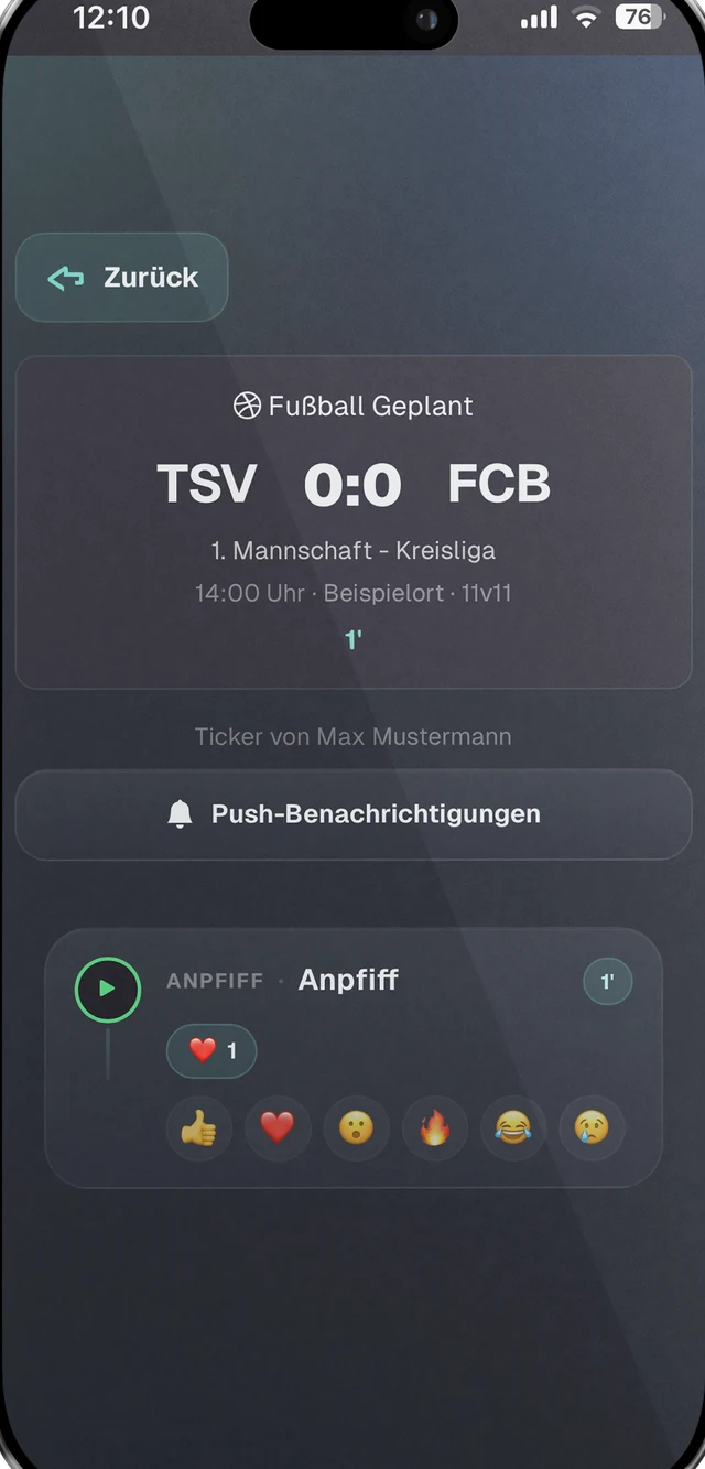 Verevo App – Live-Ticker